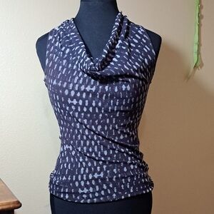 New York & Company Black and White Patterned Top